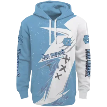 north carolina tar heels dynamic slash light blue white hoodie best selling