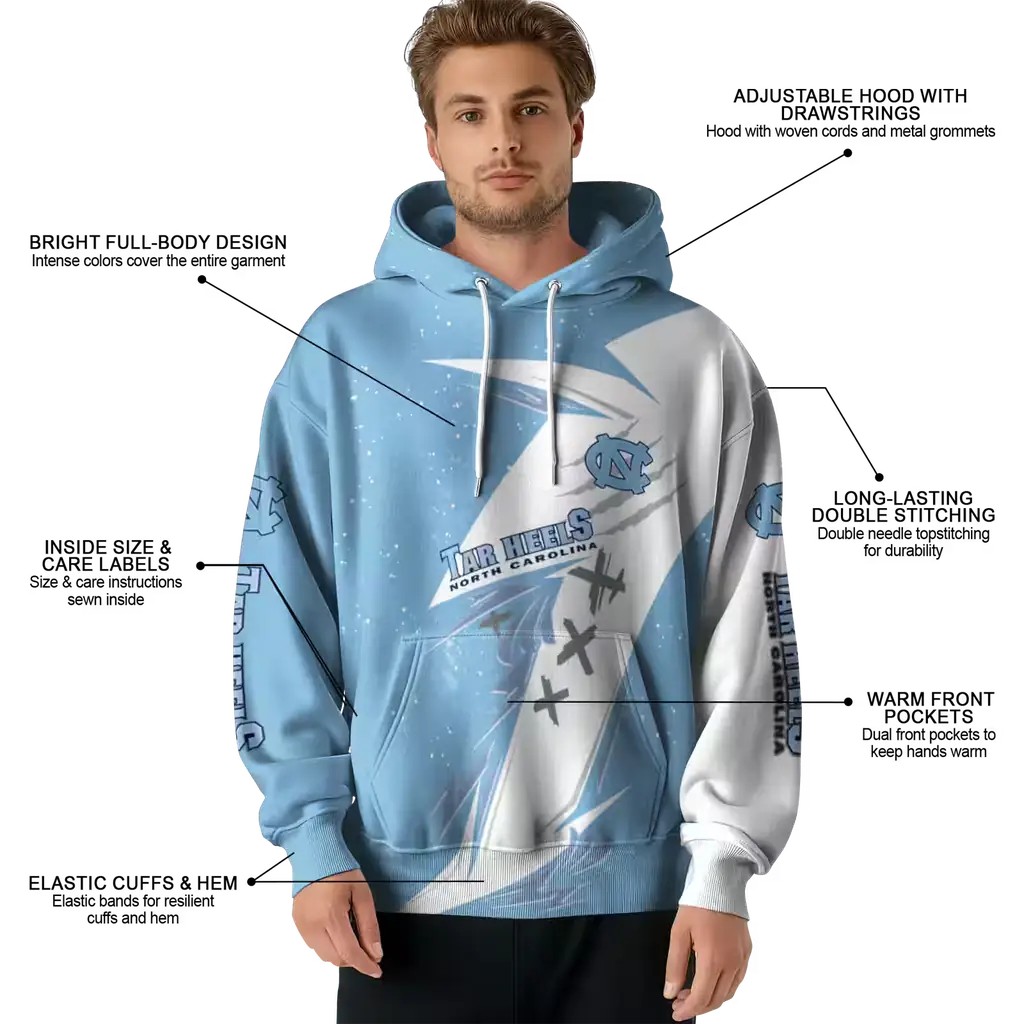 north carolina tar heels dynamic slash light blue white hoodie latest model north carolina tar heels dynamic slash light blue white hoodie latest model