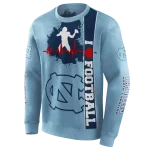 north carolina tar heels football heartbeat light blue hoodie best selling