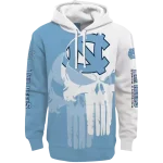north carolina tar heels graphic punisher light blue white hoodie best selling