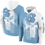 north carolina tar heels graphic punisher light blue white hoodie best selling