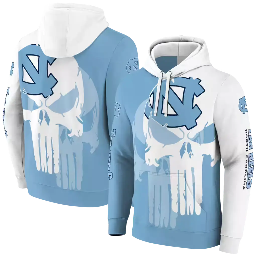 north carolina tar heels graphic punisher light blue white hoodie fashion forward north carolina tar heels graphic punisher light blue white hoodie fashion forward