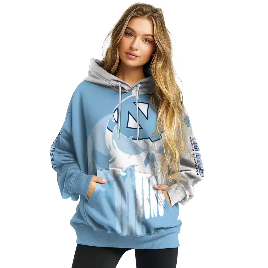 north carolina tar heels graphic punisher light blue white hoodie high quality north carolina tar heels graphic punisher light blue white hoodie high quality