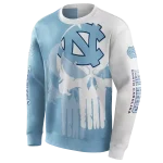 north carolina tar heels graphic punisher light blue white hoodie best selling