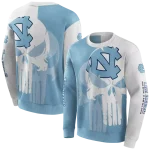north carolina tar heels graphic punisher light blue white hoodie best selling