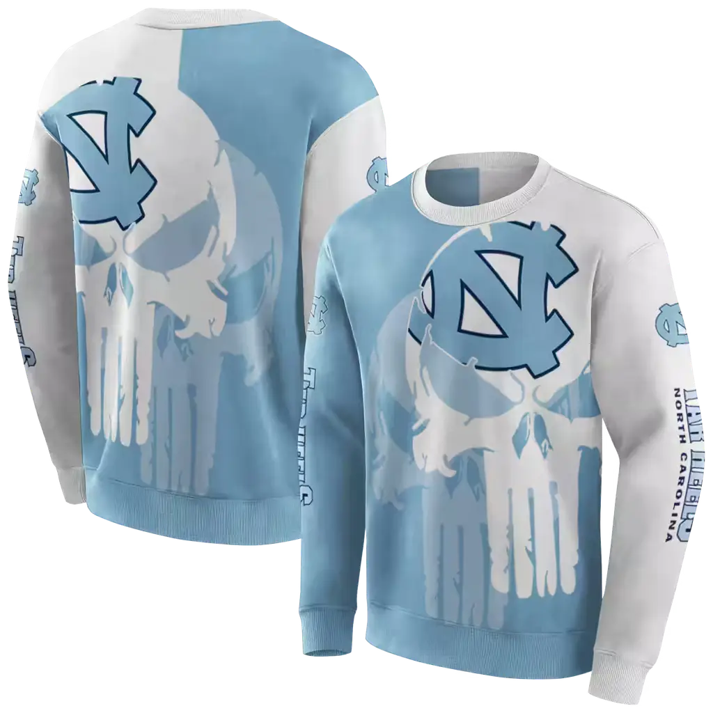 north carolina tar heels graphic punisher light blue white hoodie premium grade north carolina tar heels graphic punisher light blue white hoodie premium grade