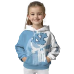 north carolina tar heels graphic punisher light blue white hoodie best selling