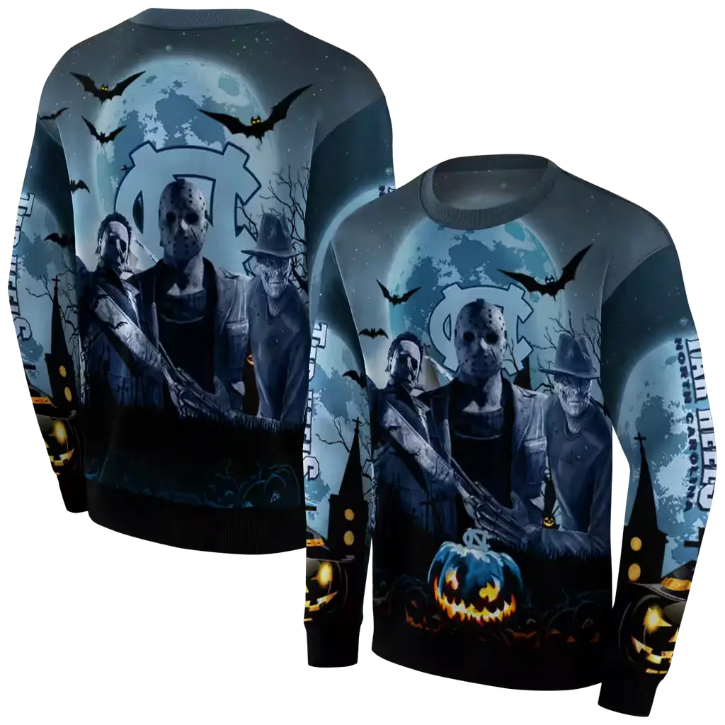 north carolina tar heels halloween vibes light blue black hoodie premium grade north carolina tar heels halloween vibes light blue black hoodie premium grade