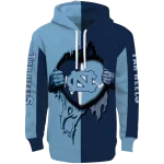 north carolina tar heels heartbeat graphic light blue hoodie best selling
