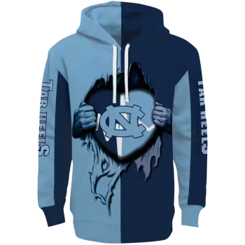 north carolina tar heels heartbeat graphic light blue hoodie best selling