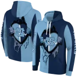 north carolina tar heels heartbeat graphic light blue hoodie best selling