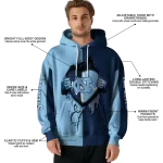 north carolina tar heels heartbeat graphic light blue hoodie best selling