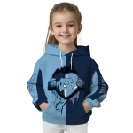 north carolina tar heels heartbeat graphic light blue hoodie best selling