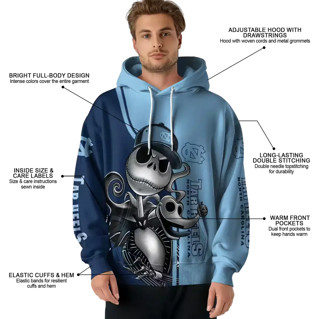 north carolina tar heels jack skellington light blue hoodie latest model north carolina tar heels jack skellington light blue hoodie latest model