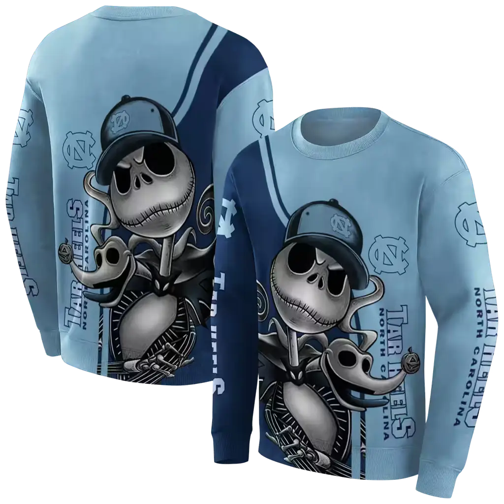 north carolina tar heels jack skellington light blue hoodie premium grade north carolina tar heels jack skellington light blue hoodie premium grade