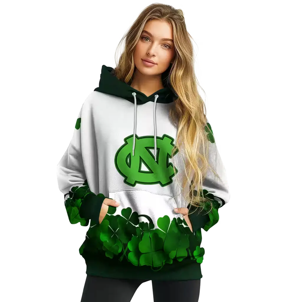 north carolina tar heels lucky motif white green hoodie high quality north carolina tar heels lucky motif white green hoodie high quality