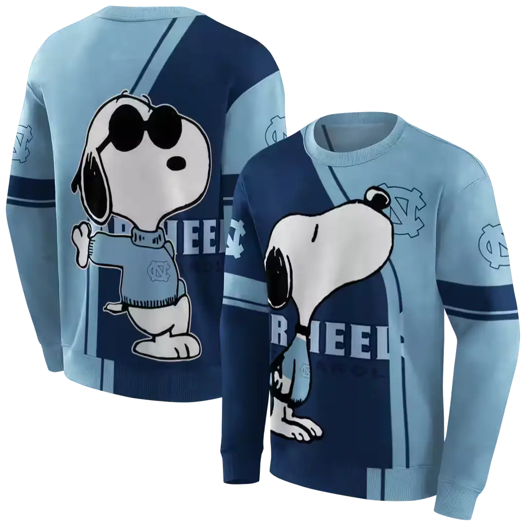 north carolina tar heels playful snoopy light blue hoodie premium grade north carolina tar heels playful snoopy light blue hoodie premium grade
