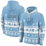 north carolina tar heels reindeer motif light blue hoodie best selling