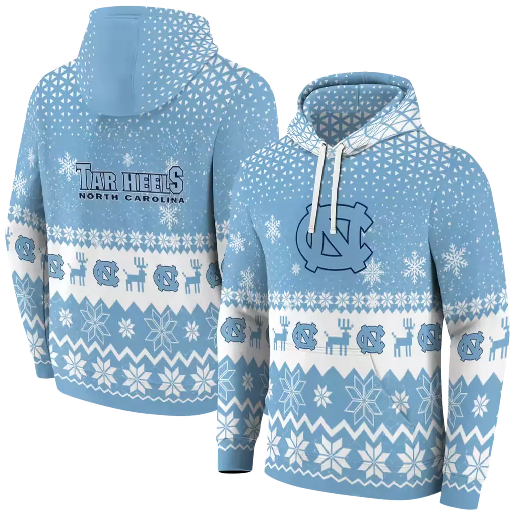 north carolina tar heels reindeer motif light blue hoodie fashion forward north carolina tar heels reindeer motif light blue hoodie fashion forward