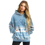 north carolina tar heels reindeer motif light blue hoodie best selling