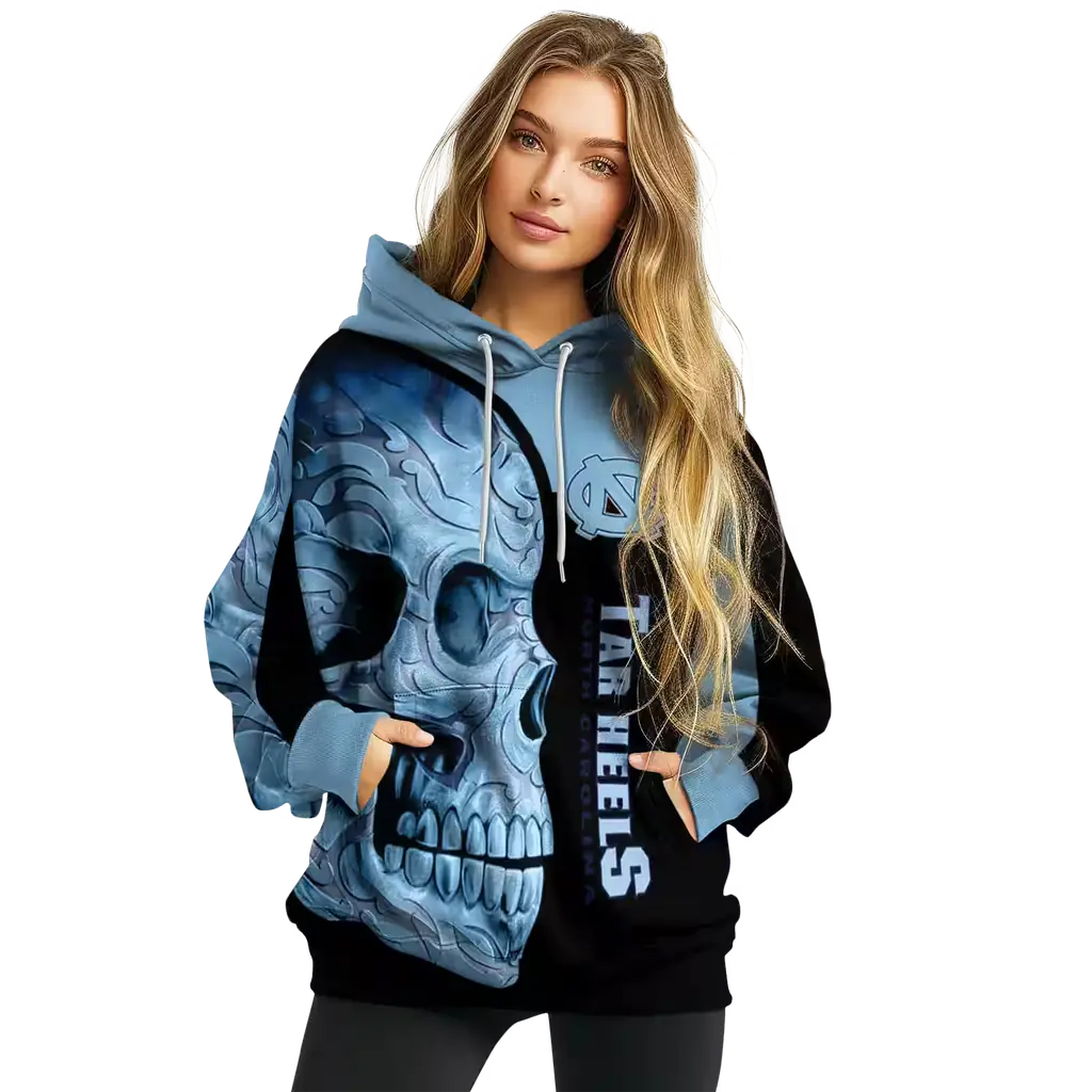 north carolina tar heels skull motif light blue black hoodie high quality north carolina tar heels skull motif light blue black hoodie high quality