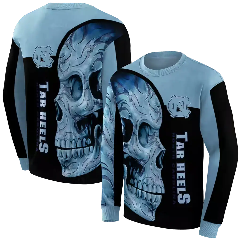 north carolina tar heels skull motif light blue black hoodie premium grade north carolina tar heels skull motif light blue black hoodie premium grade