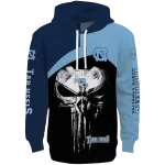north carolina tar heels skull punisher navy blue black hoodie best selling