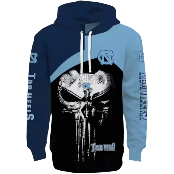 north carolina tar heels skull punisher navy blue black hoodie best selling