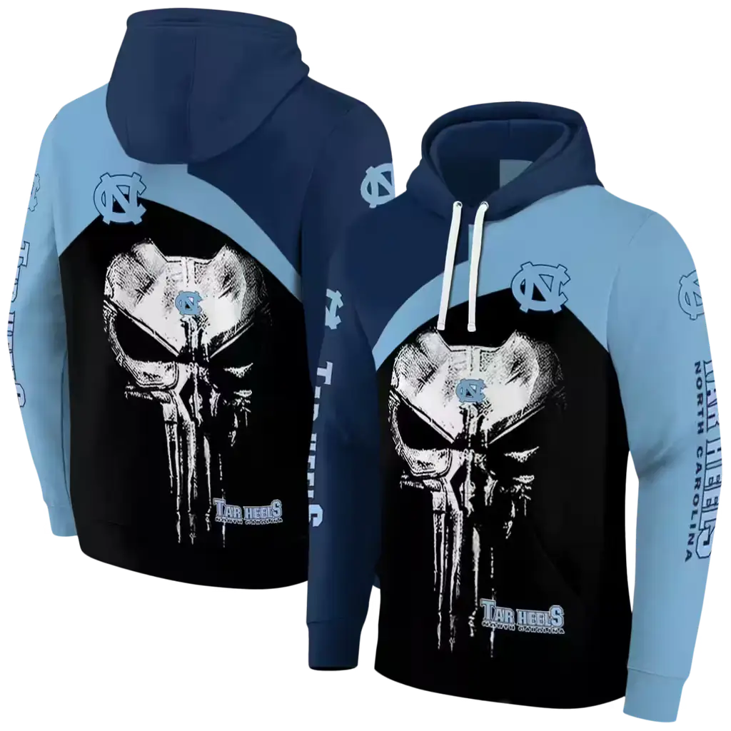 north carolina tar heels skull punisher navy blue black hoodie fashion forward north carolina tar heels skull punisher navy blue black hoodie fashion forward