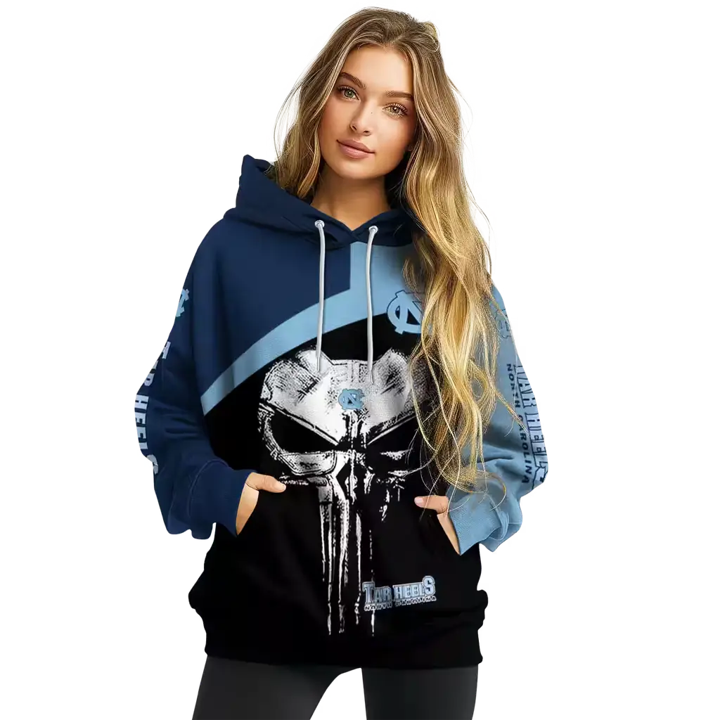 north carolina tar heels skull punisher navy blue black hoodie high quality north carolina tar heels skull punisher navy blue black hoodie high quality