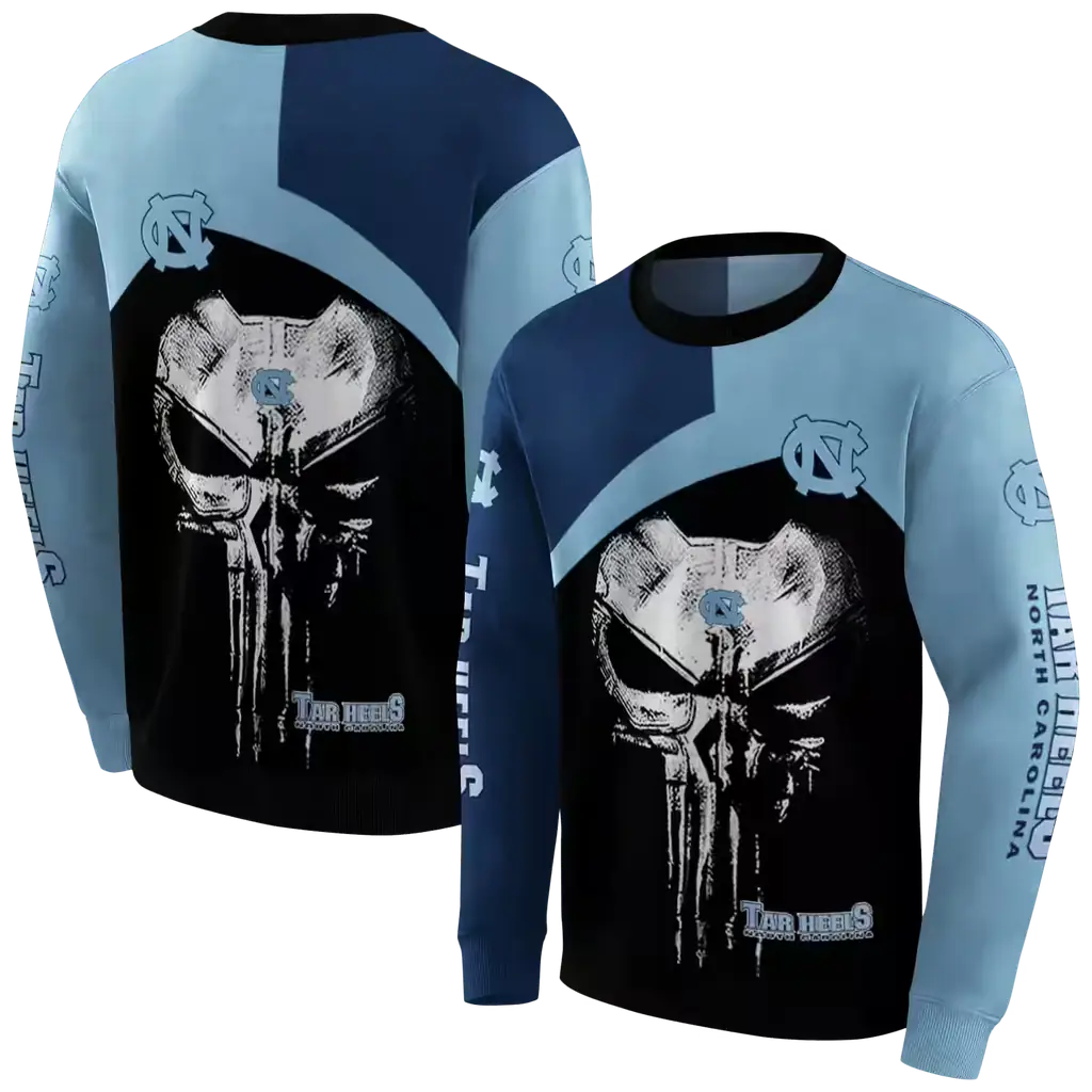 north carolina tar heels skull punisher navy blue black hoodie premium grade north carolina tar heels skull punisher navy blue black hoodie premium grade
