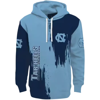 north carolina tar heels splatter effect light blue hoodie best selling