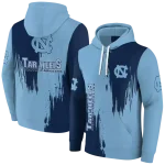 north carolina tar heels splatter effect light blue hoodie best selling