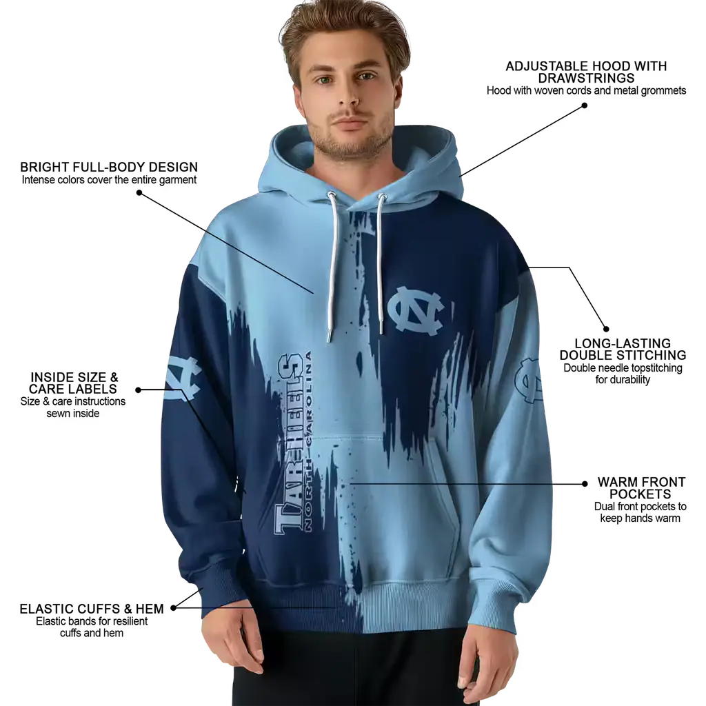 north carolina tar heels splatter effect light blue hoodie latest model north carolina tar heels splatter effect light blue hoodie latest model