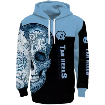 north carolina tar heels sugar skull light blue black hoodie best selling