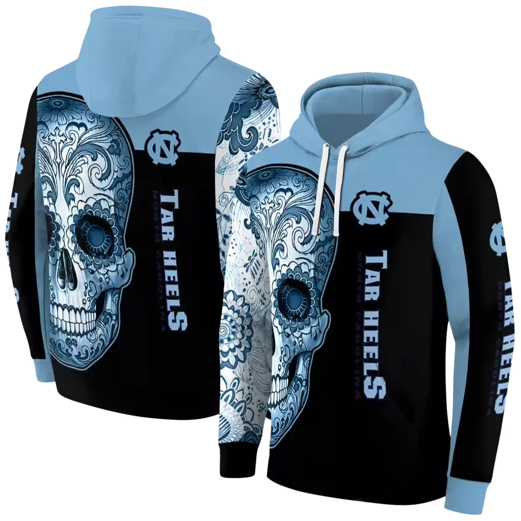 north carolina tar heels sugar skull light blue black hoodie fashion forward north carolina tar heels sugar skull light blue black hoodie fashion forward