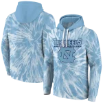 north carolina tar heels tie dye pattern light blue hoodie best selling