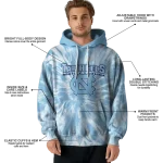 north carolina tar heels tie dye pattern light blue hoodie best selling