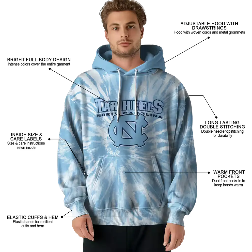 north carolina tar heels tie dye pattern light blue hoodie latest model north carolina tar heels tie dye pattern light blue hoodie latest model
