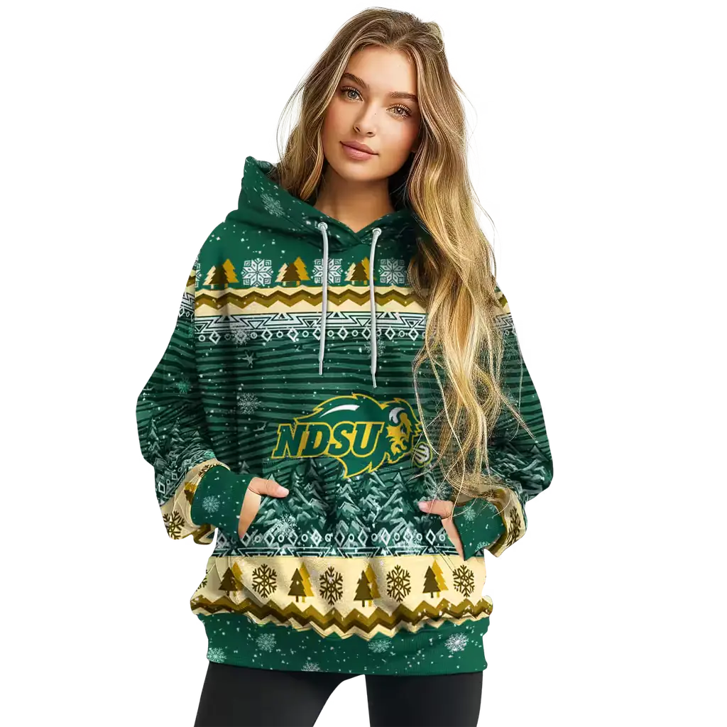 north dakota state bison christmas trees green hoodie high quality north dakota state bison christmas trees green hoodie high quality