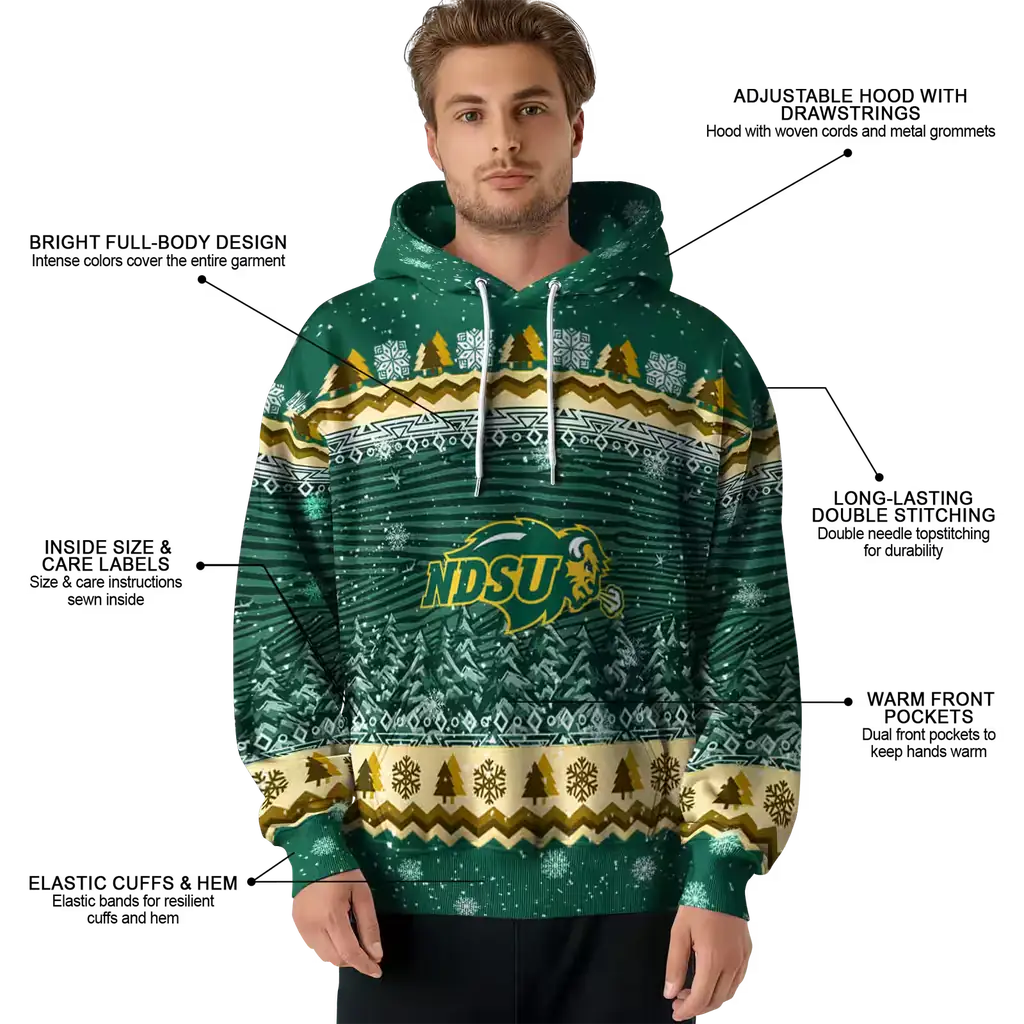 north dakota state bison christmas trees green hoodie latest model north dakota state bison christmas trees green hoodie latest model