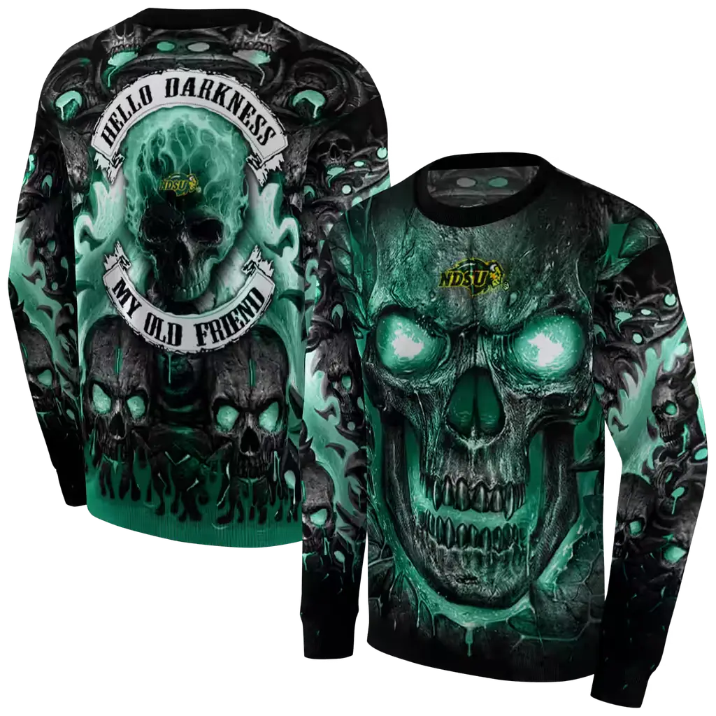 north dakota state bison demonic skull green black hoodie premium grade north dakota state bison demonic skull green black hoodie premium grade