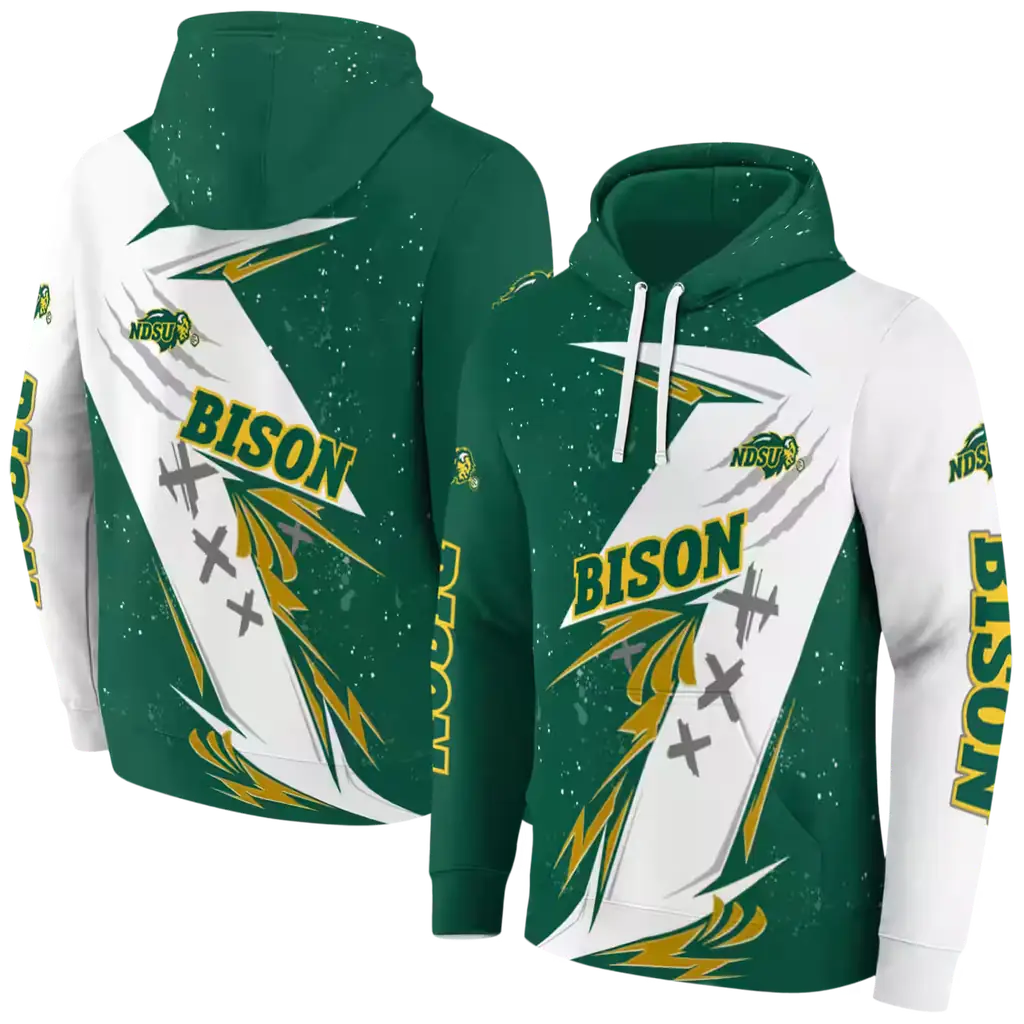 north dakota state bison dynamic slash green white hoodie fashion forward north dakota state bison dynamic slash green white hoodie fashion forward