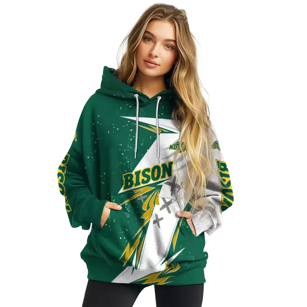 north dakota state bison dynamic slash green white hoodie high quality north dakota state bison dynamic slash green white hoodie high quality