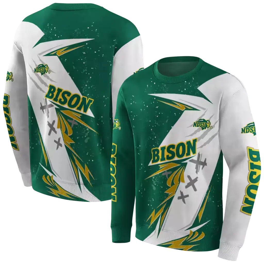 north dakota state bison dynamic slash green white hoodie premium grade north dakota state bison dynamic slash green white hoodie premium grade