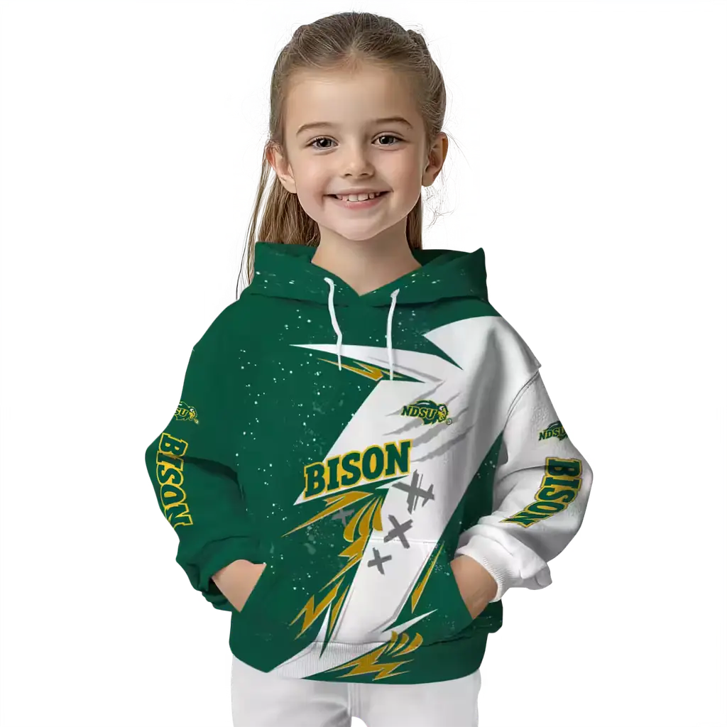 north dakota state bison dynamic slash green white hoodie top rated north dakota state bison dynamic slash green white hoodie top rated