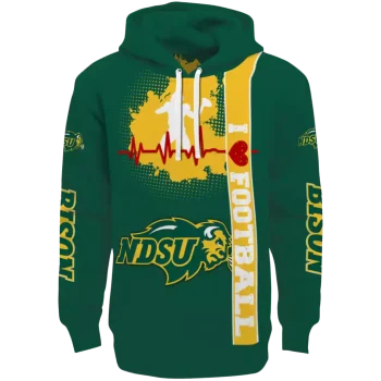 north dakota state bison football heartbeat green hoodie best selling