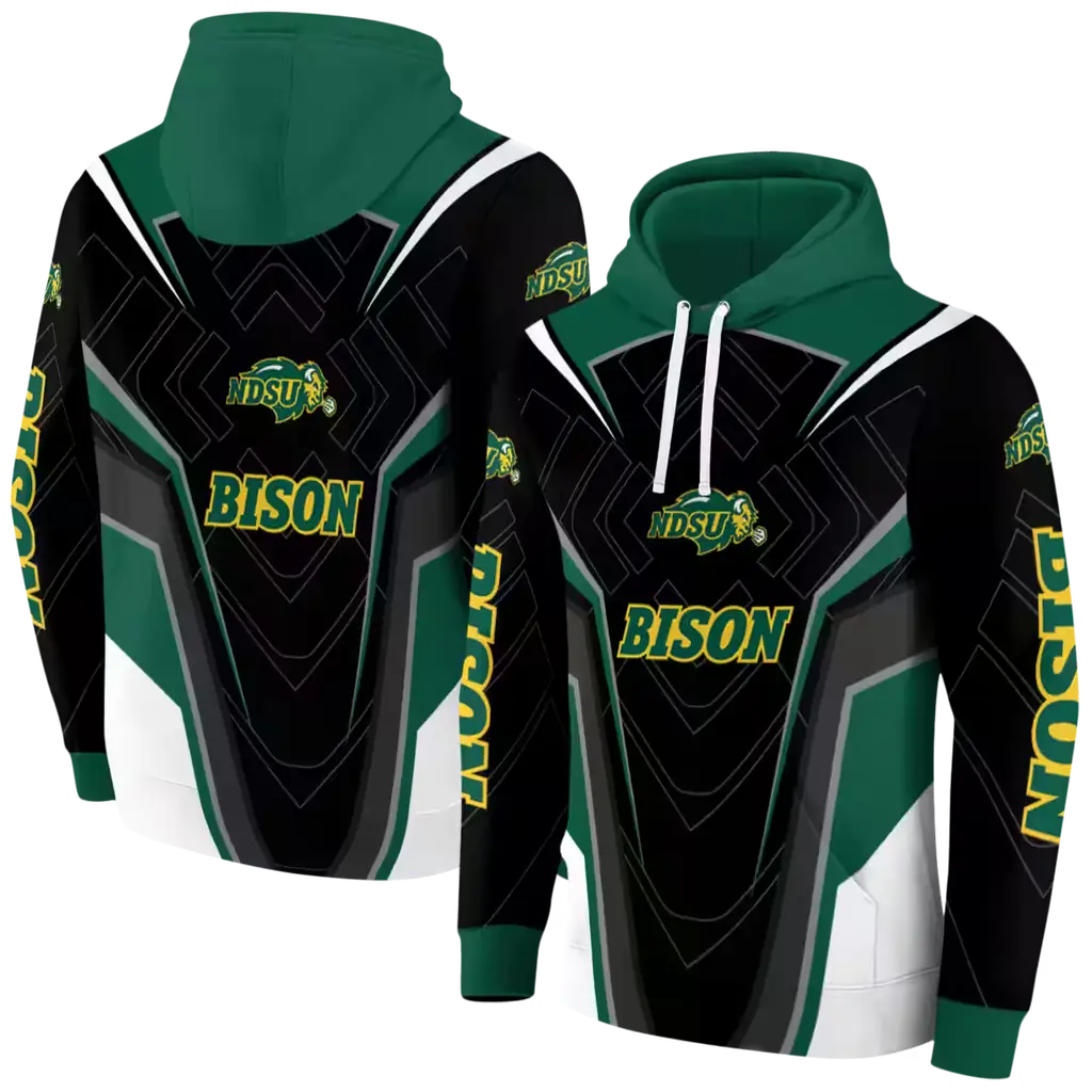 north dakota state bison futuristic pattern green black hoodie fashion forward north dakota state bison futuristic pattern green black hoodie fashion forward