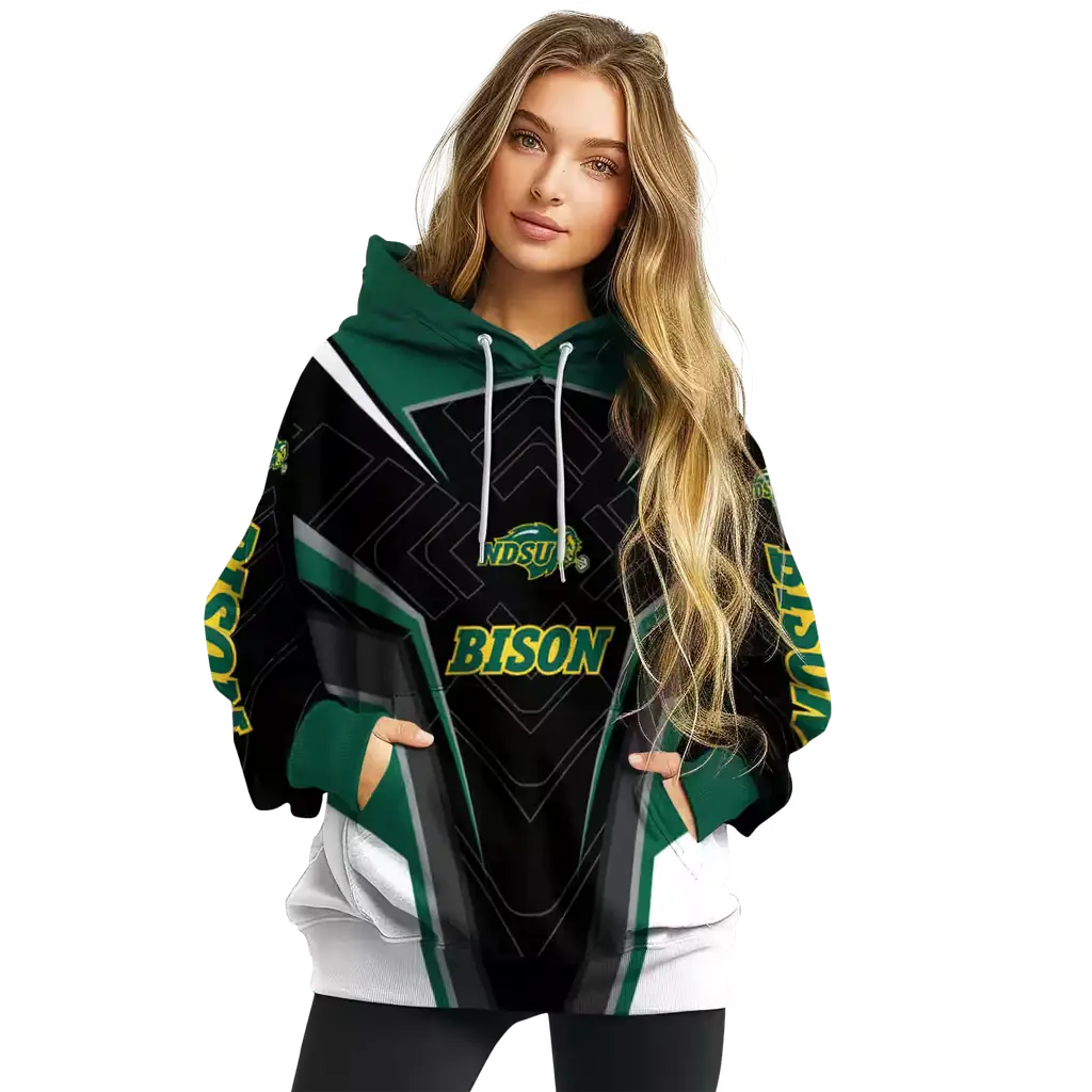 north dakota state bison futuristic pattern green black hoodie high quality north dakota state bison futuristic pattern green black hoodie high quality