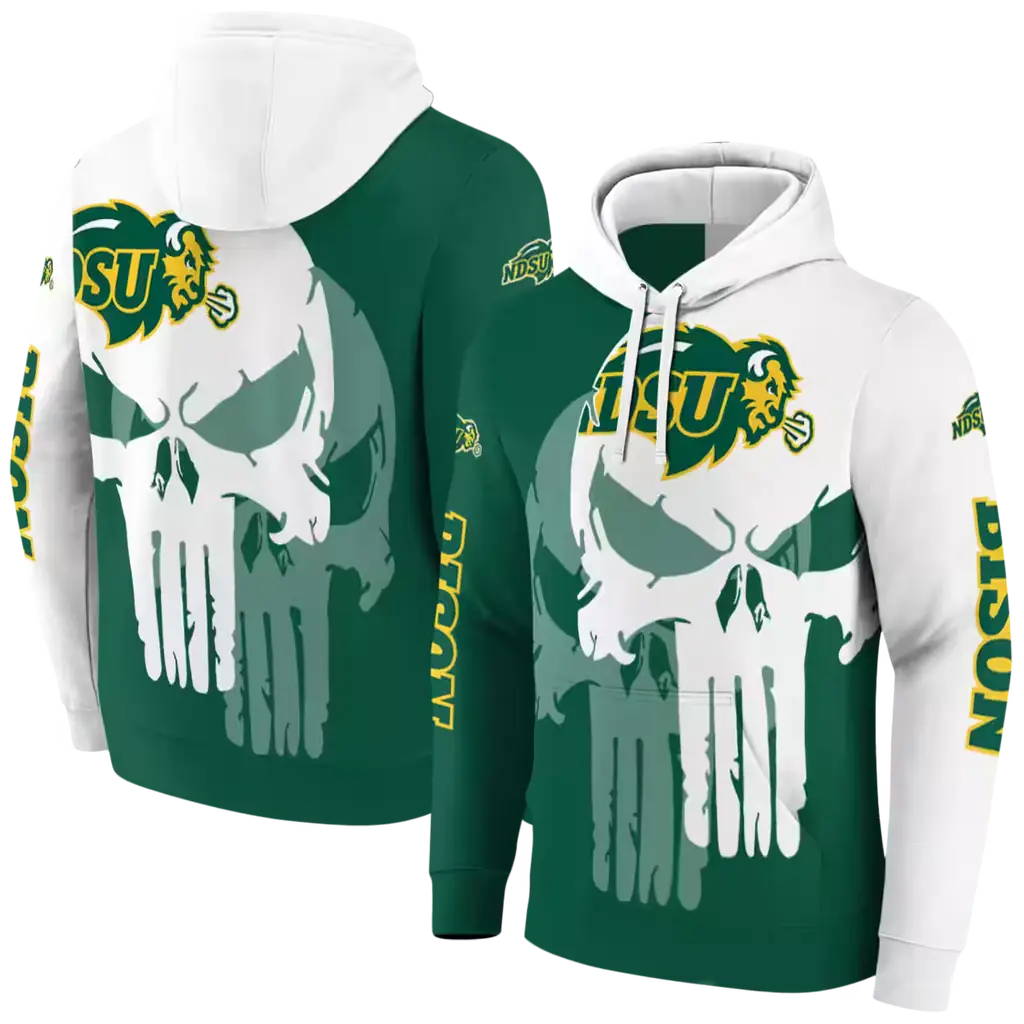 north dakota state bison graphic punisher green white hoodie fashion forward north dakota state bison graphic punisher green white hoodie fashion forward